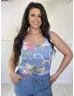   Rugalmas, mellrésznél dupla anyagú, hidegselyem hatású, mintás felső. (S-M méretre ajánljuk.)