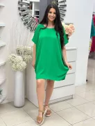 Lenge fazonú, hátán nyitott, pántos, nem rugalmas anyagú ruha. (S-XL méretre ajánljuk.)