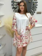 Szatén hatású, mintás, zsebes ruha