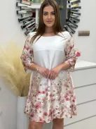 Szatén hatású, mintás, zsebes ruha