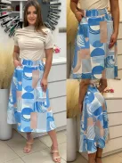 Mintás, zsebes szoknya övvel