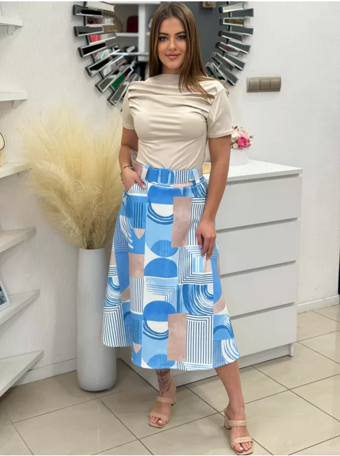 Mintás, zsebes szoknya övvel