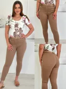 Elegáns, pamut nadrág övvel