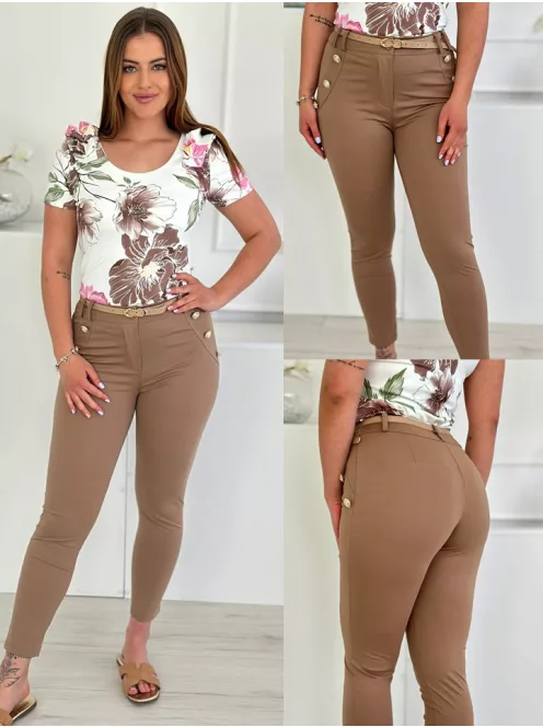 Elegáns, pamut nadrág övvel