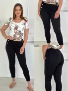 Elegáns, pamut nadrág övvel