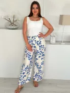 Lenvászon hatású, zsebes nadrág