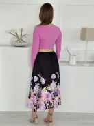 Lenvászon hatású szoknya övvel