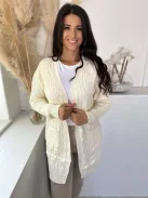 Extra rugalmas, puha, lenge, zsebes, kötött kardigán. (S-XL méretre ajánljuk.)