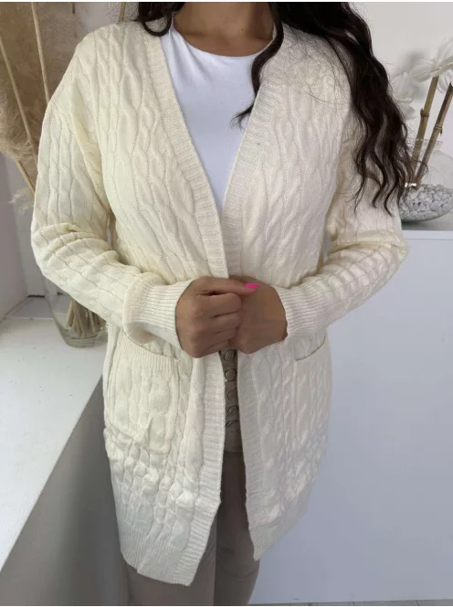 Extra rugalmas, puha, lenge, zsebes, kötött kardigán. (S-XL méretre ajánljuk.)