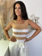 Extra rugalmas, vékony kötött, pántos, nyári felső. (S-L méretre ajánljuk.)