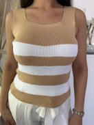 Extra rugalmas, vékony kötött, pántos, nyári felső. (S-L méretre ajánljuk.)