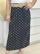 Pliszírozott szoknya övvel