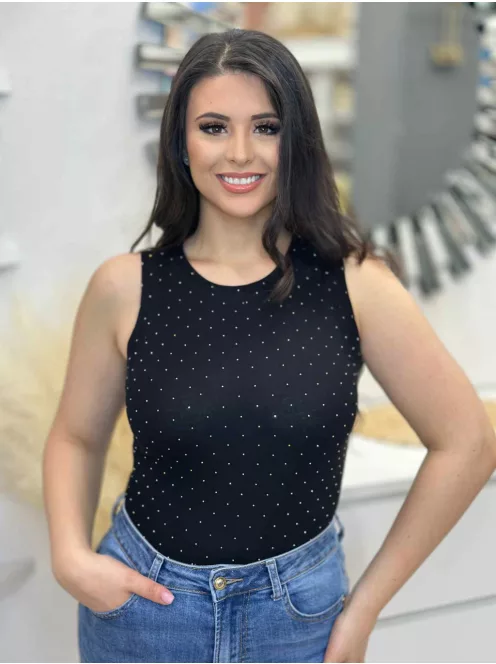 Kövekkel díszített, ujjatlan felső