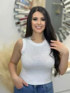 Kövekkel díszített, ujjatlan felső