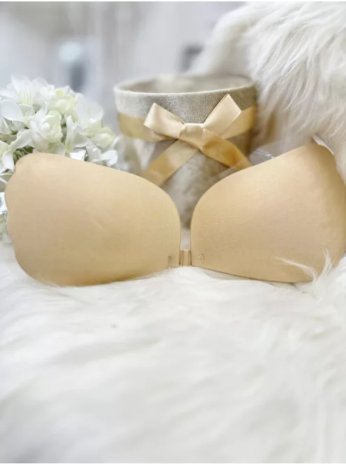 Öntapadós, középen kapcsos, szatén hatású, belül szilikonos, többször használatos melltartó.