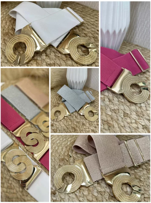 Rugalmas, vastag, gumis, fémcsatos öv.