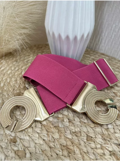 Rugalmas, vastag, gumis, fémcsatos öv.