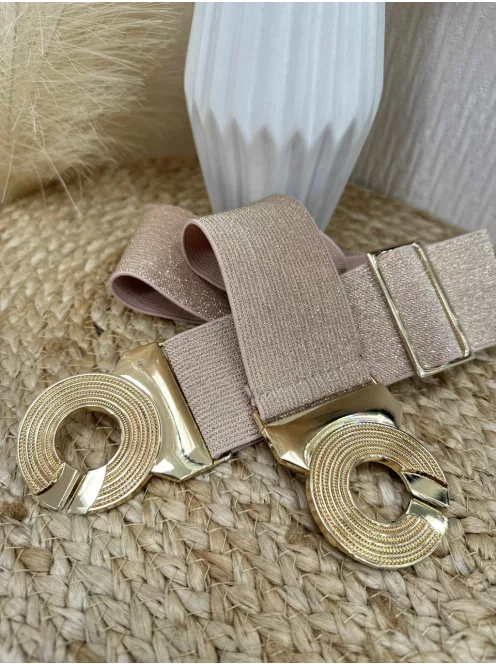 Rugalmas, vastag, gumis, fémcsatos öv.