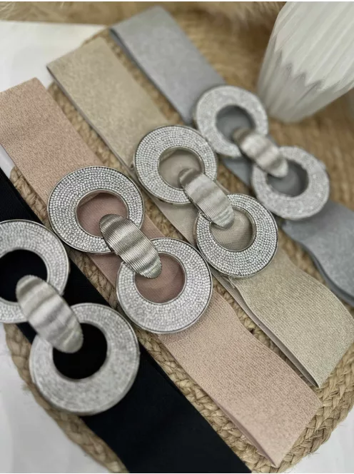 Rugalmas, csillogós, gumis, kövekkel díszített öv .