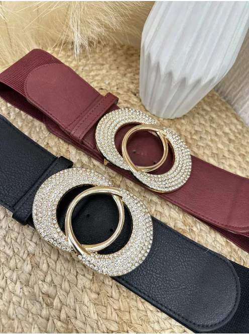 Rugalmas, gumis, kövekkel díszített öv .