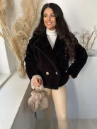 Szőrmés, összehúzható kistáska. Szélesség: 30 cm Magasság: 25 cm.