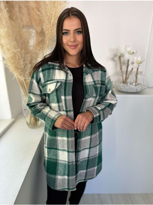 Oversize fazonú, béleletlen, nem rugalmas anyagú, gombos ingkabát. (S-L méretre ajánljuk.)