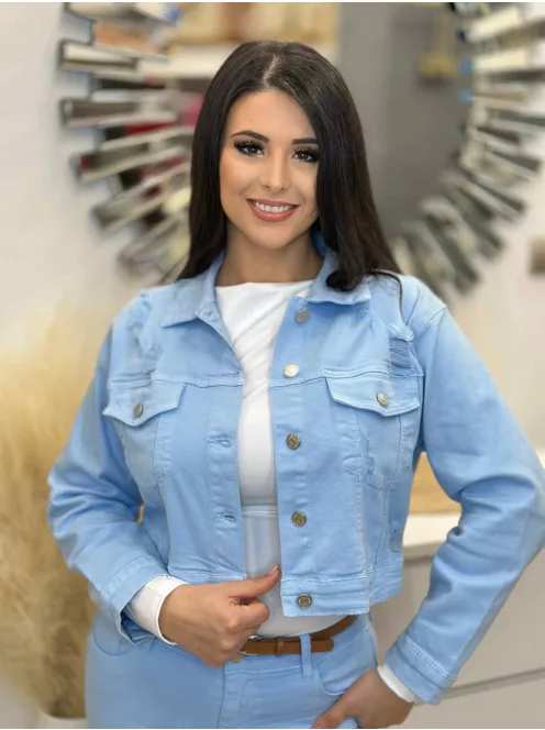 Rugalmas, szaggatott farmerkabát