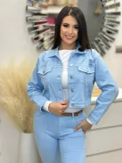 Rugalmas, szaggatott farmerkabát