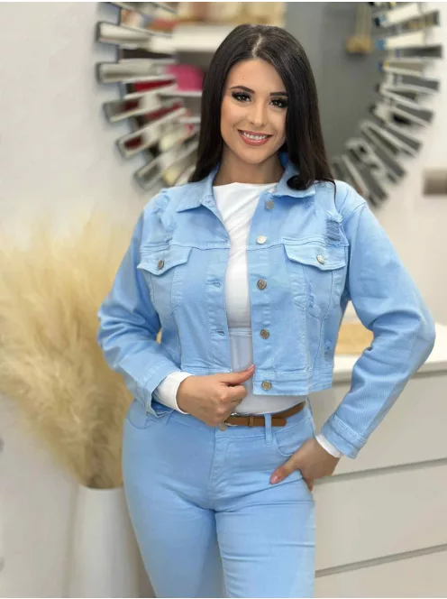 Rugalmas, szaggatott farmerkabát