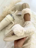 Velúr hatású, belül puha, szőrmés papucs. (36/37, 38/39, 40/41 méretekben)