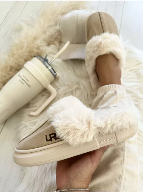 Velúr hatású, belül puha, szőrmés papucs. (36/37, 38/39, 40/41 méretekben)