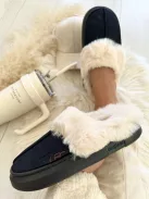 Velúr hatású, belül puha, szőrmés papucs. (36/37, 38/39, 40/41 méretekben)