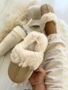 Velúr hatású, belül puha, szőrmés papucs. (36/37, 38/39, 40/41 méretekben)