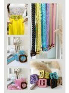 Nem rugalmas, fonott, lyukacsos, kocka fa csatos öv.