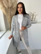 Pihe-puha, rugalmas, kötött, gombos, hosszított kardigán. (S-XL méretre ajánljuk.)