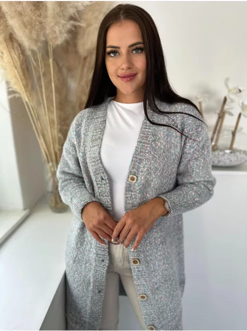 Pihe-puha, rugalmas, kötött, gombos, hosszított kardigán. (S-XL méretre ajánljuk.)