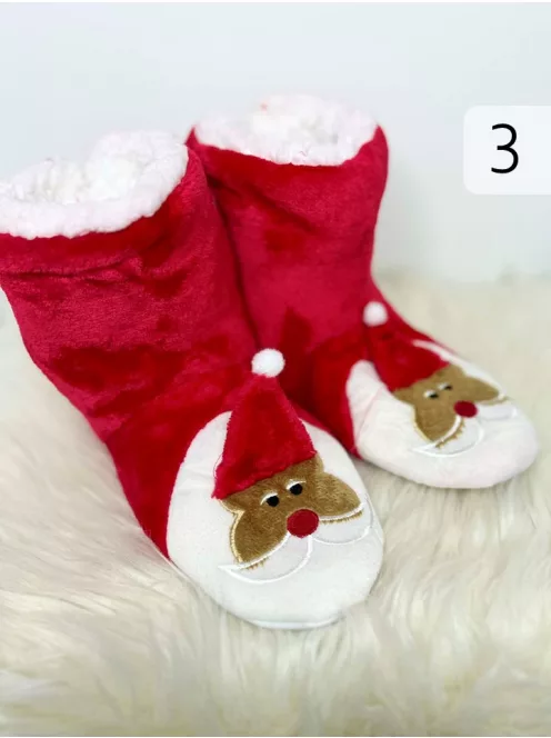 Pihe-puha plüss, belül bundás, csúszásgátlós, karácsonyi mamusz. (36-38 ás 39-41-es méretekben.)