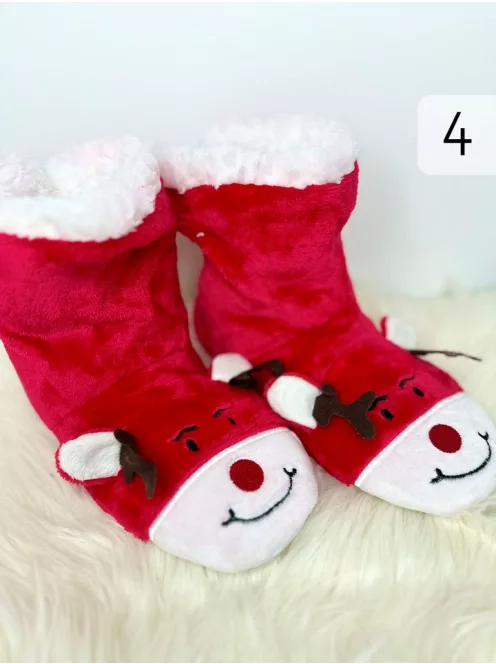 Pihe-puha plüss, belül bundás, csúszásgátlós, karácsonyi mamusz. (36-38 ás 39-41-es méretekben.)