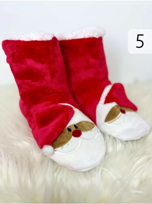 Pihe-puha plüss, belül bundás, csúszásgátlós, karácsonyi mamusz. (36-38 ás 39-41-es méretekben.)