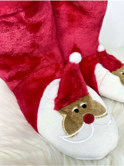 Pihe-puha plüss, belül bundás, csúszásgátlós, karácsonyi mamusz. (36-38 ás 39-41-es méretekben.)