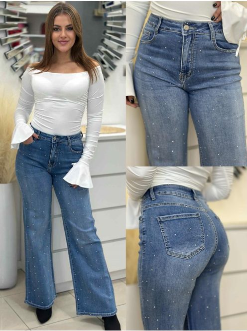 Kövekkel díszített, egyenes szárú farmer