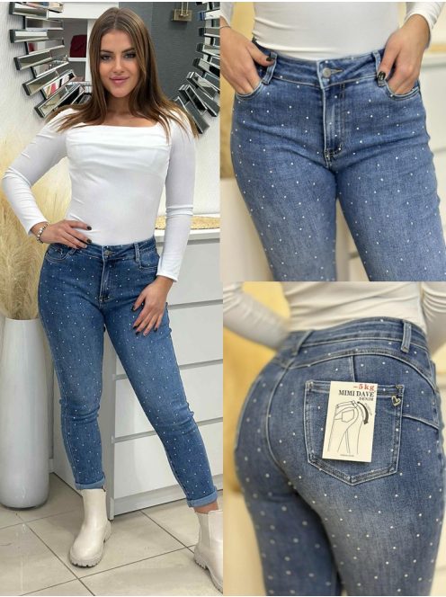 Kövekkel díszített, mom fit farmer