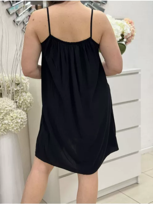 Lenge fazonú, gumis nyakú, nem rugalmas anyagú, pántos nyári ruha. (S-M méretre ajánljuk.)