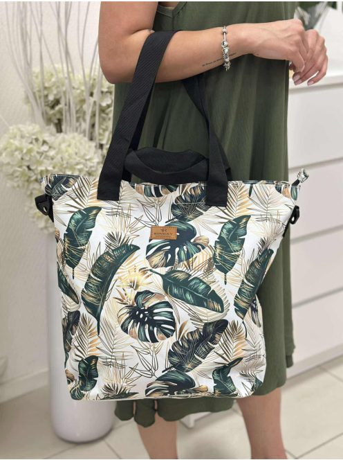 Nagyméretű, mintás, nyári vászon shopper táska, levehető hosszúpánttal. Méretek: 47 x 41 x 17 cm.