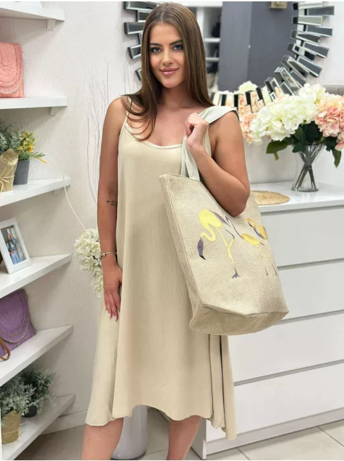 Nagyméretű, cipzáras, mintás, nyári vászon shopper táska. Méretek: 54,5 x 44 x 22 cm.