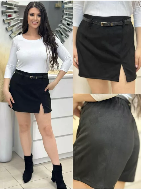 Velúr hatású skort övvel