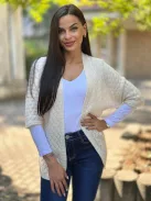 Rugalmas, pihe-puha, lenge, kötött kardigán. (S-L méretre ajánljuk.)