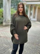 Extra rugalmas, puha anyagú, lenge, denevérujjas, kötött tunika. (M-XL méretre ajánljuk.)