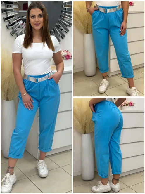 Lenvászon hatású nadrág övvel