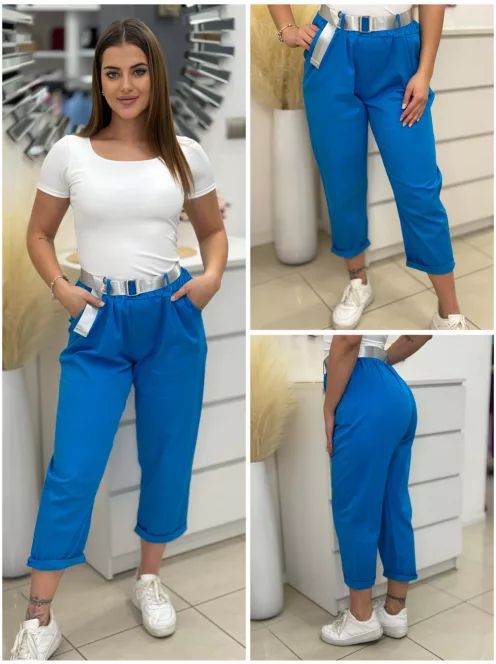 Lenvászon hatású nadrág övvel